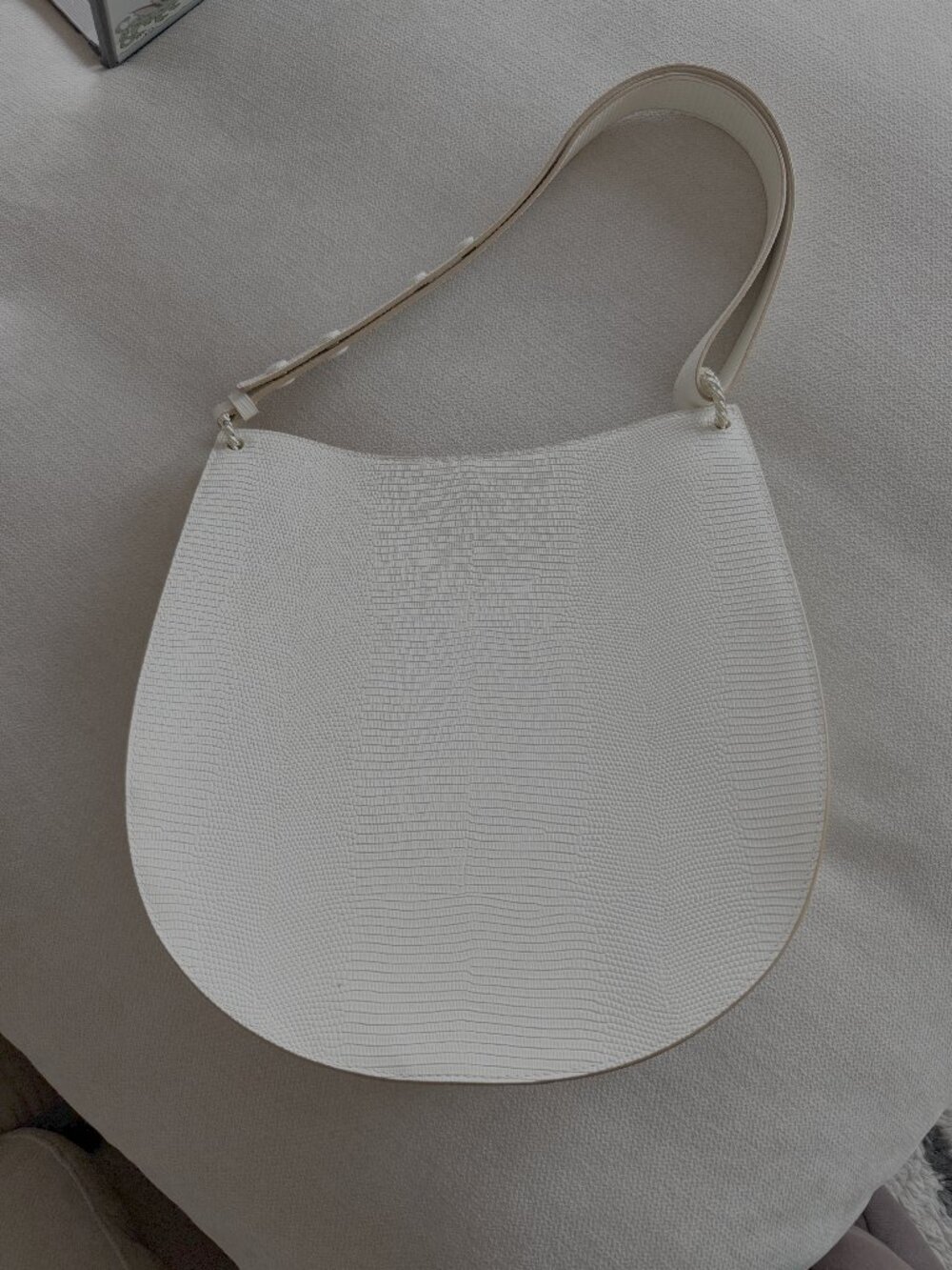 Loeffler Randall Caroline Embossed Leather Hobo Shoulder Bag Ivory/Cream